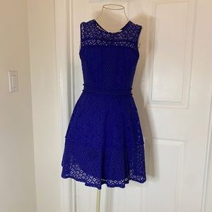 Xhilaration A Line Dress Blue Floral Pattern Lace Crochet Sz XS  D0008